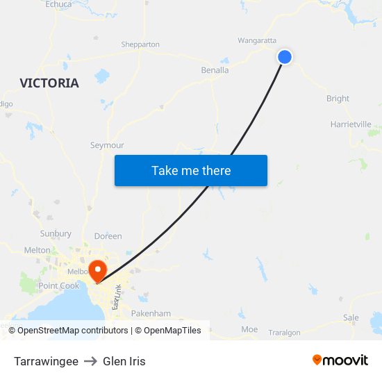 Tarrawingee to Glen Iris map