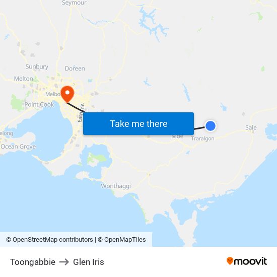 Toongabbie to Glen Iris map