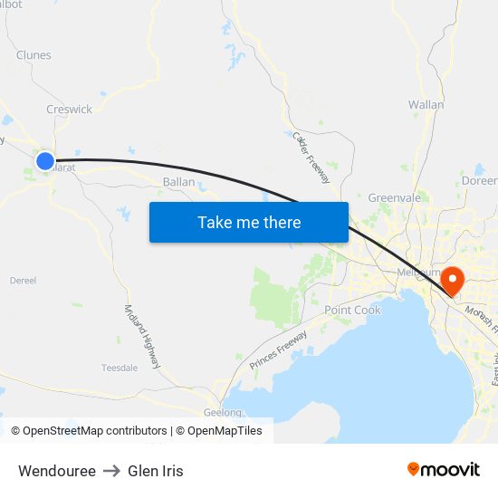 Wendouree to Glen Iris map