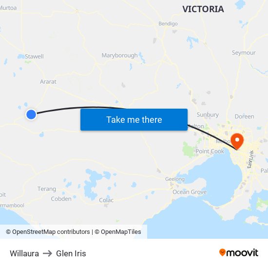 Willaura to Glen Iris map
