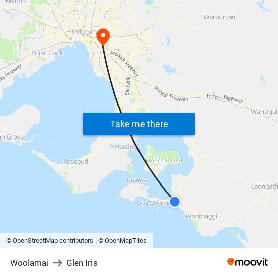 Woolamai to Glen Iris map