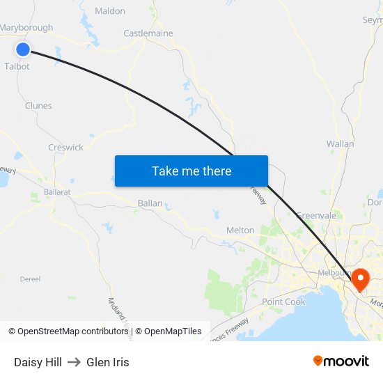 Daisy Hill to Glen Iris map