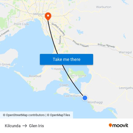 Kilcunda to Glen Iris map