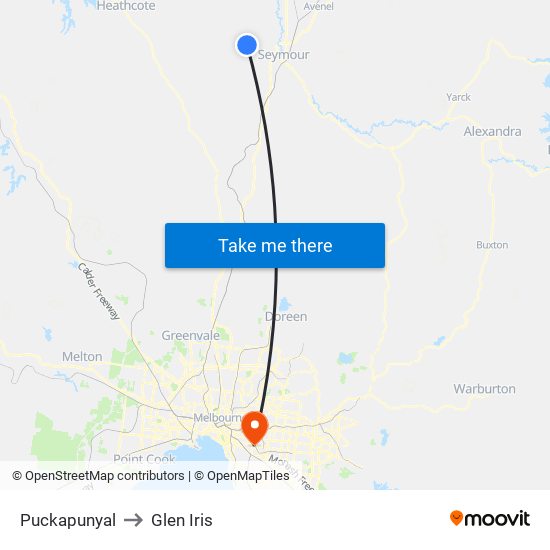 Puckapunyal to Glen Iris map