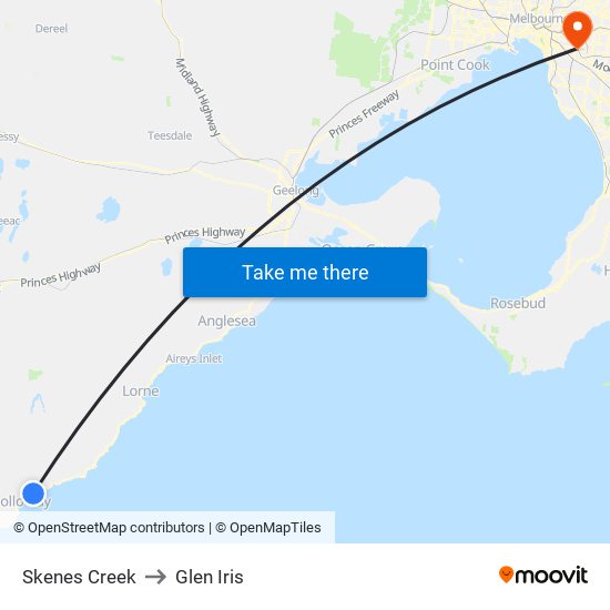 Skenes Creek to Glen Iris map