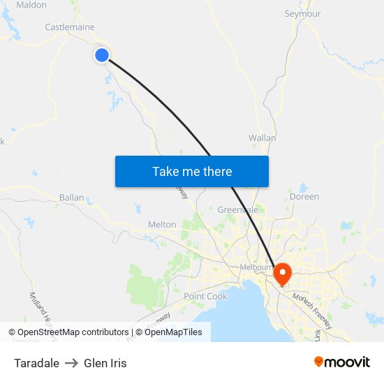 Taradale to Glen Iris map