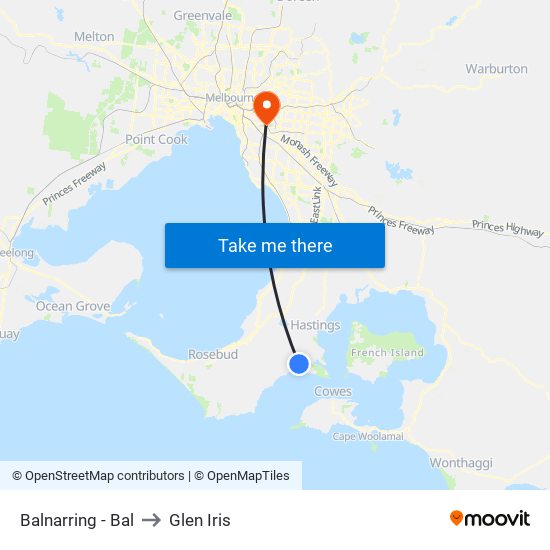Balnarring - Bal to Glen Iris map