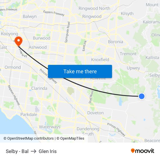 Selby - Bal to Glen Iris map