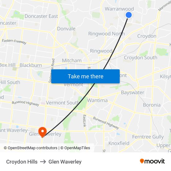 Croydon Hills to Glen Waverley map