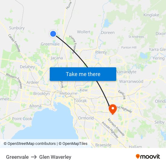 Greenvale to Glen Waverley map