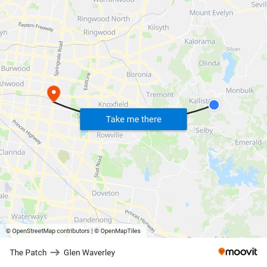The Patch to Glen Waverley map