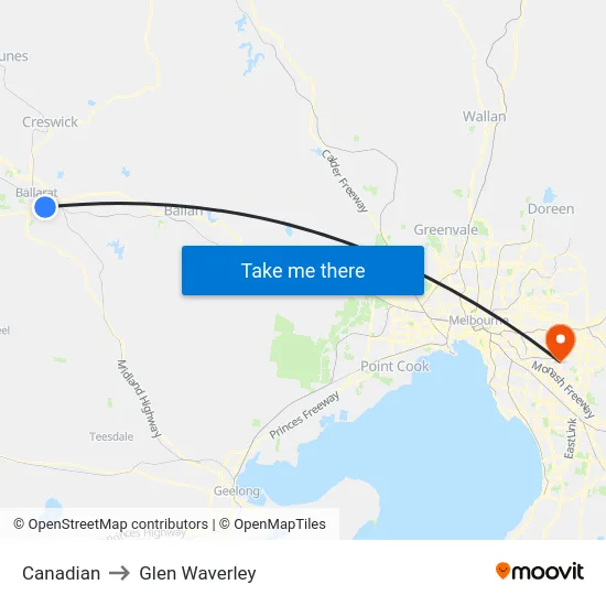 Canadian to Glen Waverley map