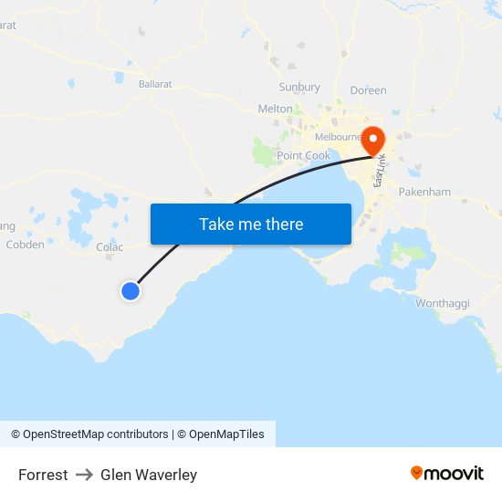 Forrest to Glen Waverley map