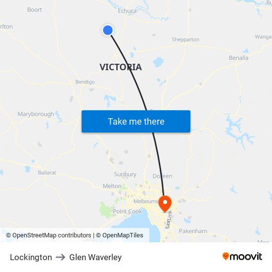 Lockington to Glen Waverley map