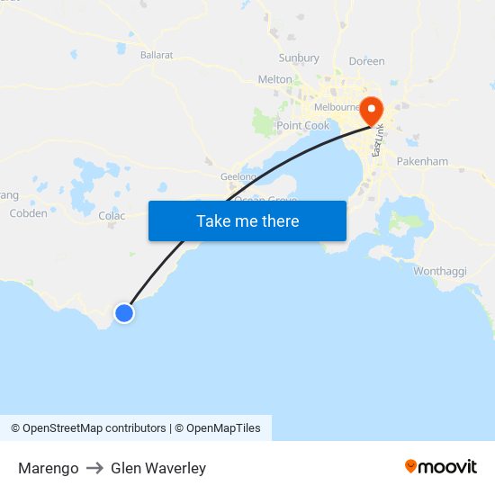 Marengo to Glen Waverley map