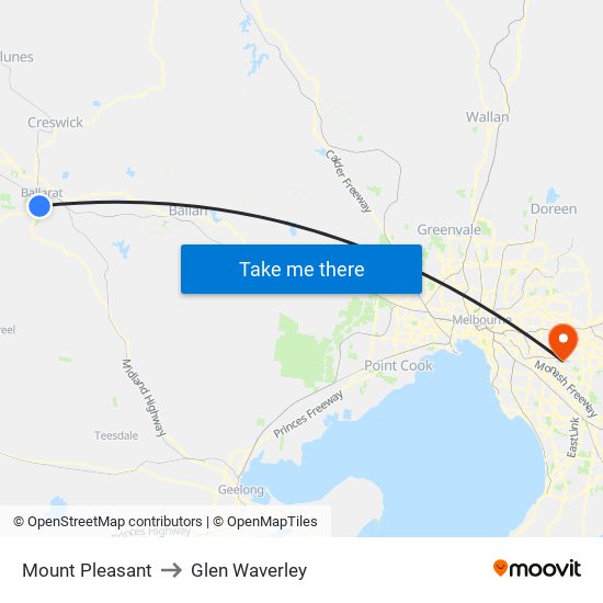 Mount Pleasant to Glen Waverley map