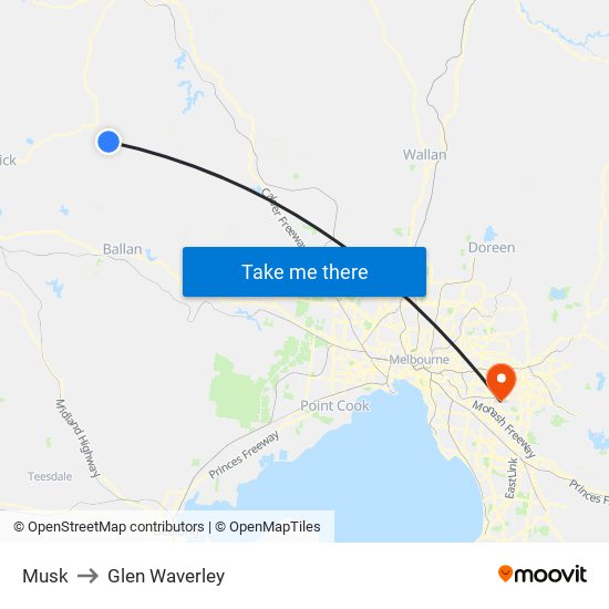 Musk to Glen Waverley map