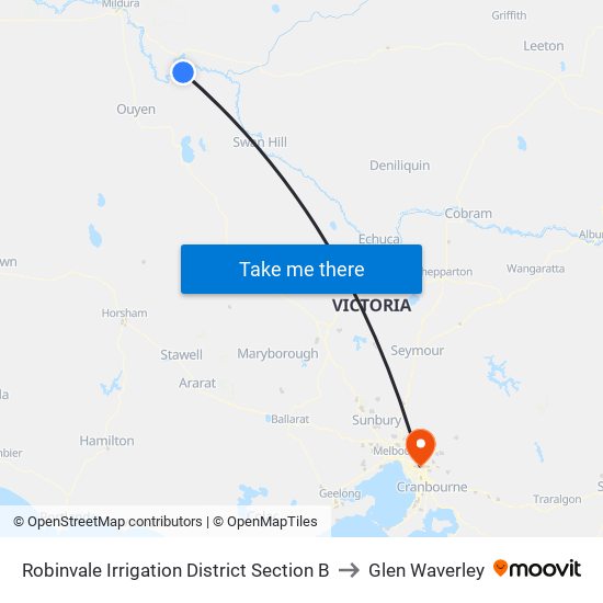 Robinvale Irrigation District Section B to Glen Waverley map
