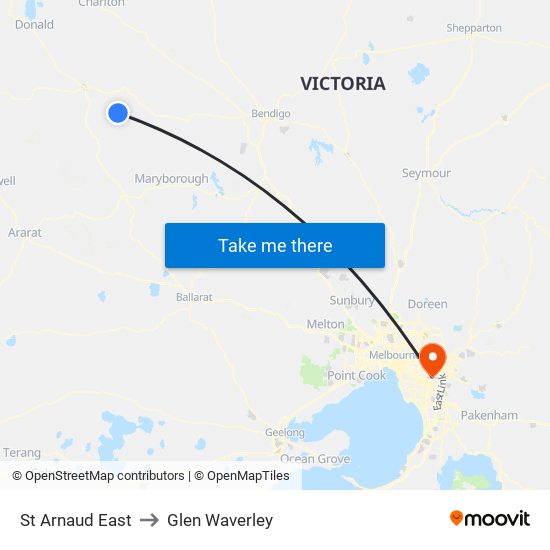 St Arnaud East to Glen Waverley map