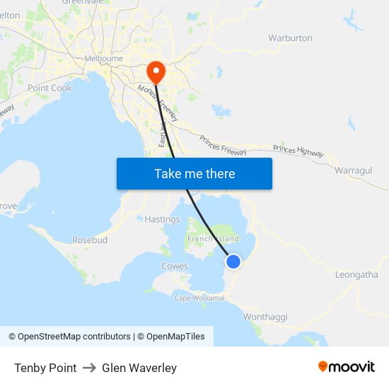 Tenby Point to Glen Waverley map