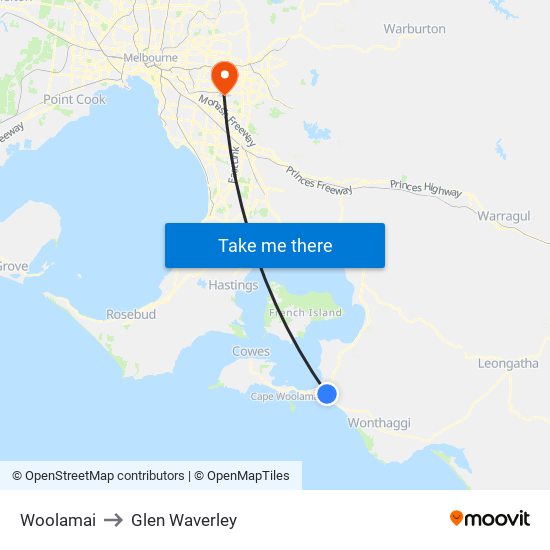 Woolamai to Glen Waverley map