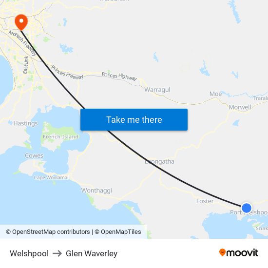 Welshpool to Glen Waverley map