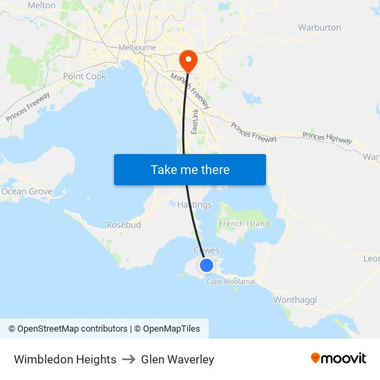 Wimbledon Heights to Glen Waverley map