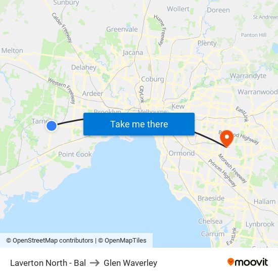 Laverton North - Bal to Glen Waverley map