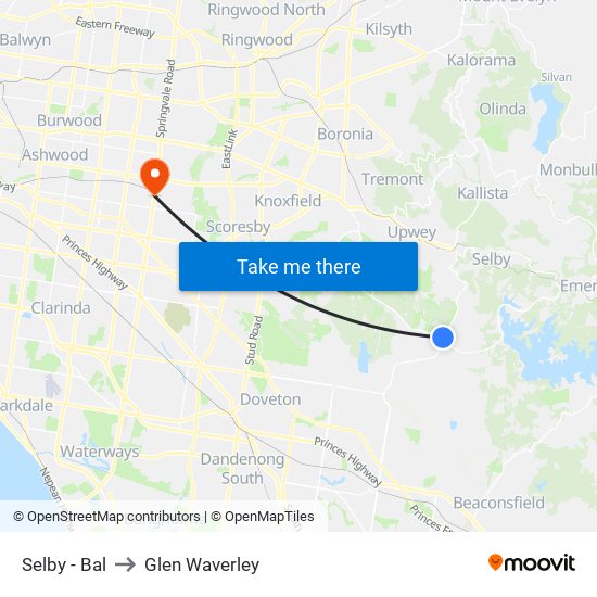 Selby - Bal to Glen Waverley map