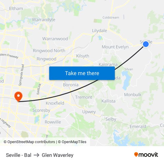 Seville - Bal to Glen Waverley map