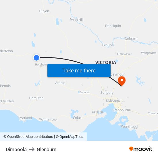 Dimboola to Glenburn map