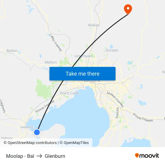 Moolap - Bal to Glenburn map