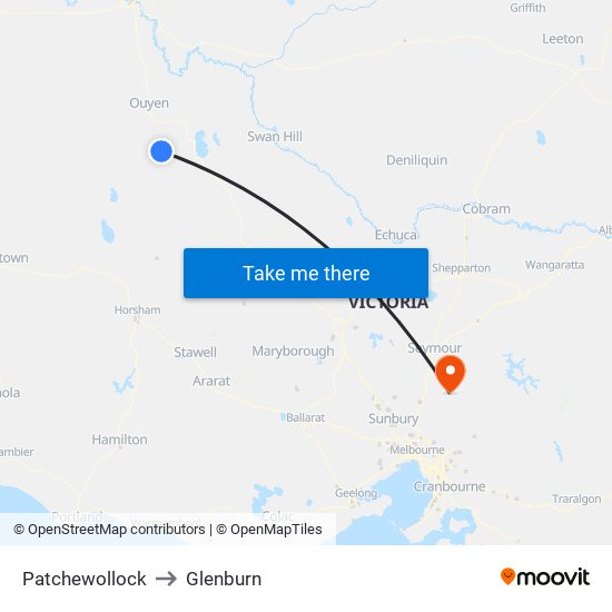 Patchewollock to Glenburn map