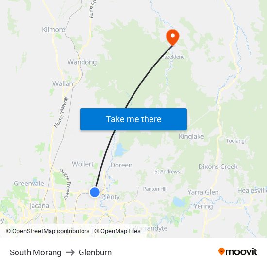 South Morang to Glenburn map