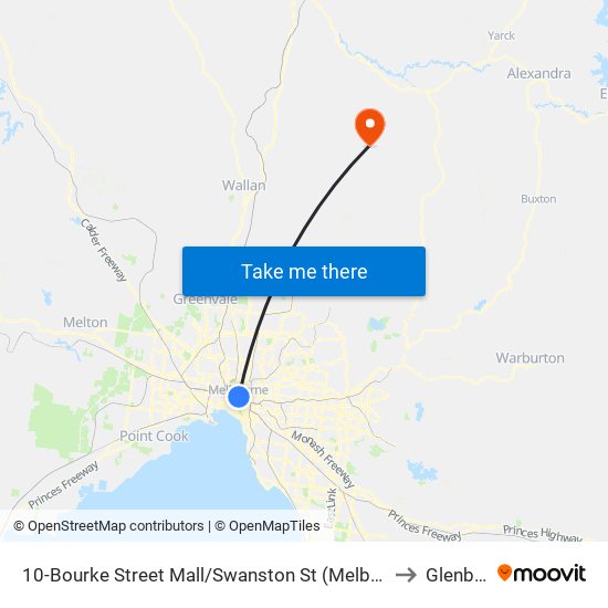 10-Bourke Street Mall/Swanston St (Melbourne City) to Glenburn map
