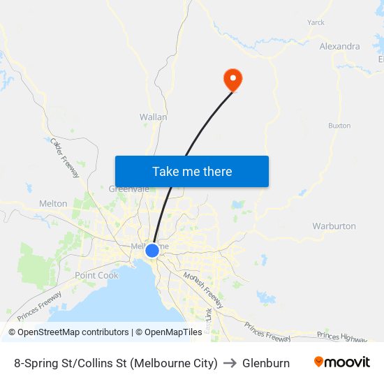 8-Spring St/Collins St (Melbourne City) to Glenburn map