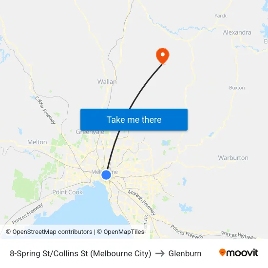 Spring St/Collins St #8 to Glenburn map