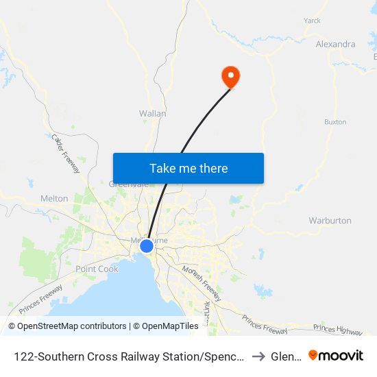 122-Southern Cross Railway Station/Spencer St (Melbourne City) to Glenburn map