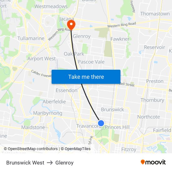 Brunswick West to Glenroy map