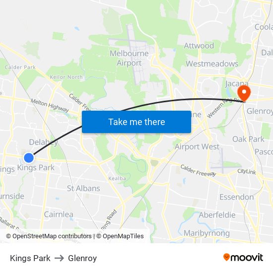 Kings Park to Glenroy map