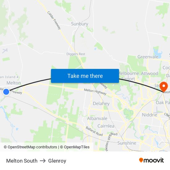 Melton South to Glenroy map