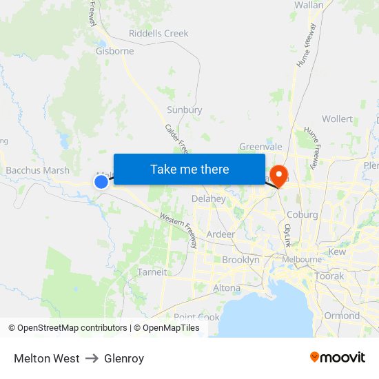 Melton West to Glenroy map