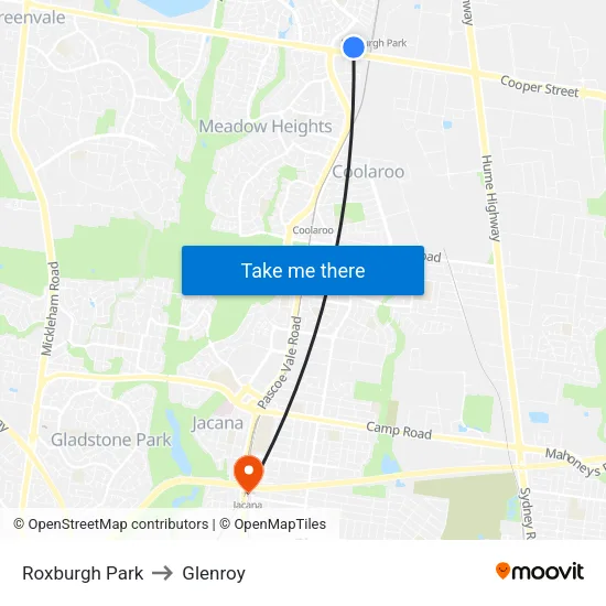 Roxburgh Park to Glenroy map