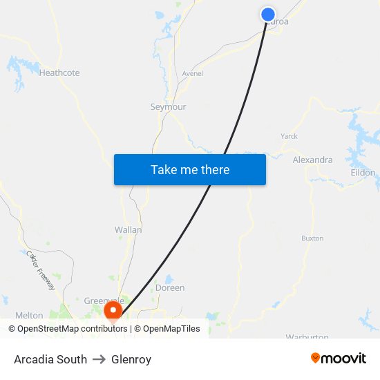 Arcadia South to Glenroy map