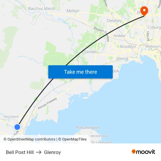 Bell Post Hill to Glenroy map