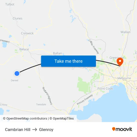 Cambrian Hill to Glenroy map