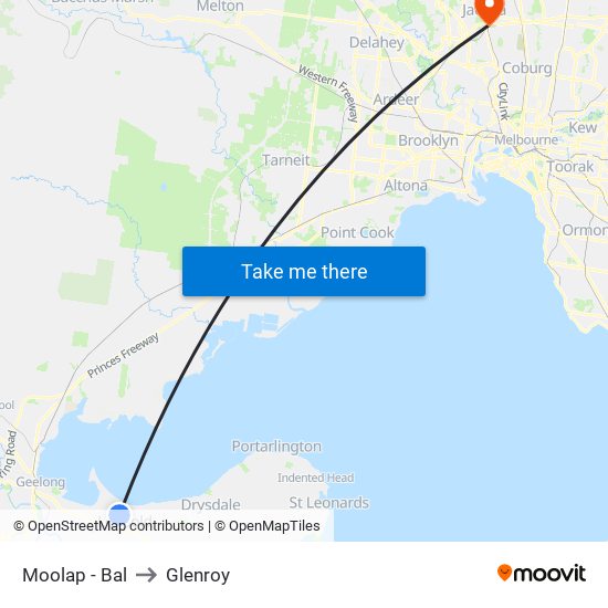 Moolap - Bal to Glenroy map