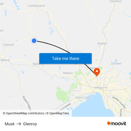 Musk to Glenroy map