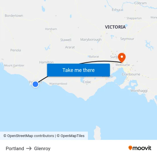 Portland to Glenroy map