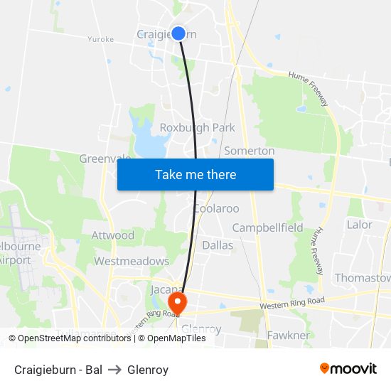 Craigieburn - Bal to Glenroy map